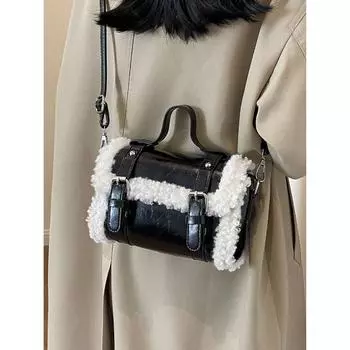 Сумка через плечо из овечьей шерсти, высококачественная глянцевая мини-сумка, дизайнерская сумка из лакированной кожи, женская модная квадратная сумка для поездок на работу Mini(Max Length<20cm)