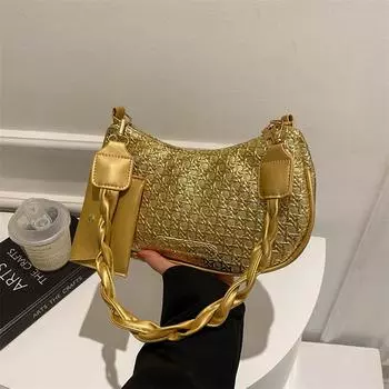 Сумка через плечо из плетеной сетки, женская сумка 2024 года, новая модная сумка через плечо, текстура, ретро-сумка-мессенджер чёрный