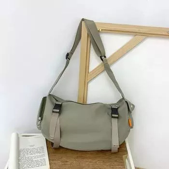 Сумка через плечо из прочного нейлона с молнией, большая вместимость, повседневная сумка с внутренним отделением чёрный