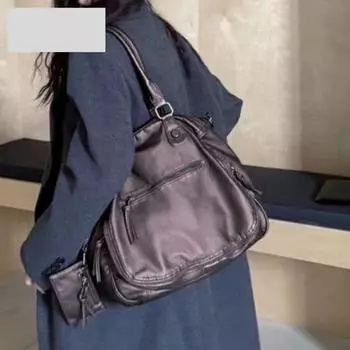 Сумка через плечо из ПУ с несколькими отделениями, большая вместимость, сумка в стиле ретро для мотоциклистов, модная сумка-тоут чёрный