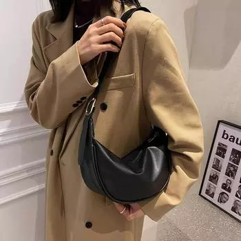 Сумка через плечо из ПУ, сумка-хобо с ремешком в виде полумесяца, модная маленькая сумка-пельмень, повседневная регулируемая женская сумка-кошелек