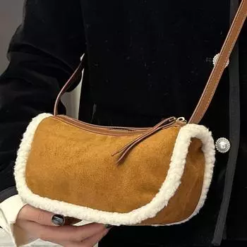 Сумка через плечо из шерсти, женская сумка для волос, дизайнерская сумочка и кошелек one size чёрный