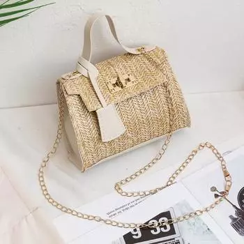 Сумка через плечо из соломенной ткани, сумки из ткани ручной работы, квадратная форма, дорожная пляжная сумка, модная