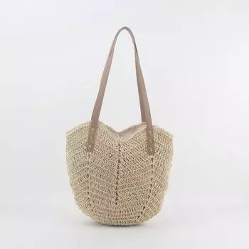 Сумка через плечо из соломы ручной работы: Женский модный пляжный рюкзак светло-коричневого