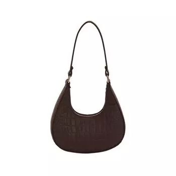 Сумка через плечо из ткани с принтом, однотонная фетровая сумка, простая сумка-полумесяц для девочек кофейный