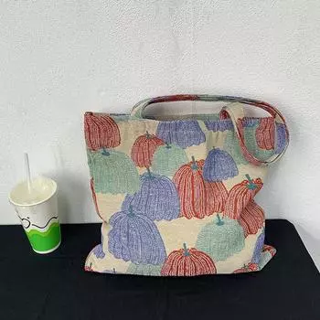 Сумка через плечо из ткани с вышивкой в виде винтажной тыквы