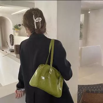 Сумка через плечо из вощеной кожи с зеленым маслом, подмышечная сумка, корейская сумка, универсальная женская сумка зелёный
