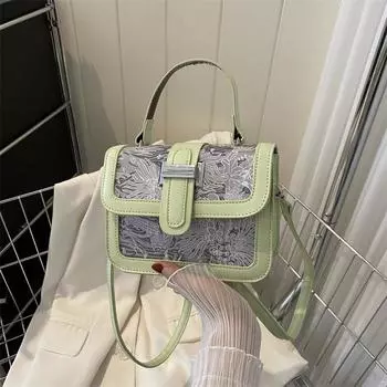 Сумка через плечо из высококачественной фактуры, осень 2024, новая модная сумка контрастного цвета, маленькая квадратная сумка в иностранном стиле, сумка-мессенджер с креплением чёрный