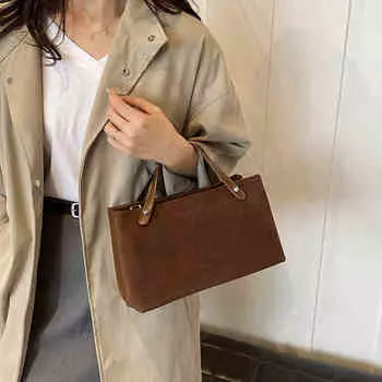 Сумка через плечо из замши в стиле ретро для женщин, большая вместимость, новая осенне-зимняя универсальная повседневная сумка из искусственной кожи с матовой ручкой, сумка для поездок на работу (20cm<Max Length<30cm)