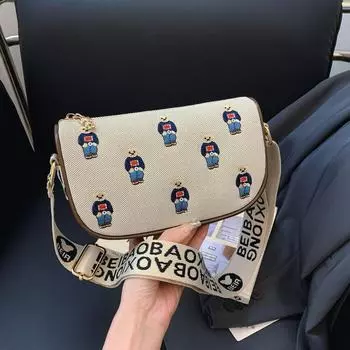 Сумка через плечо из жаккардового холста с рисунком медведя из мультфильма Beibaobao в стиле ретро sweatshirt bear