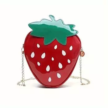 Сумка через плечо Kawaii Mini Strawberry, милая сумка-цепочка на молнии, модная сумочка для шопинга