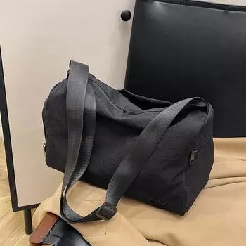 Сумка через плечо корейская версия ins нишевый дизайн женская сумка нейлоновая холщовая сумка модная повседневная литературная сумка через плечо чёрный