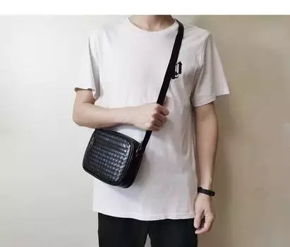 Сумка через плечо, кожаная плетеная сумка через плечо, повседневная уличная молодежная сумка через плечо 22x6x16 чёрный