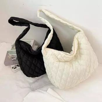 Сумка через плечо Lattice Cloud, однотонная, мягкая, через плечо, космическая хлопковая сумка через подмышку для покупок розовый