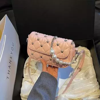 Сумка через плечо Love с текстурой и цепочкой для женщин, летние трендовые сумки на одно плечо, универсальные сумки для покупок и поездок на работу Mini(Max Length<20cm)