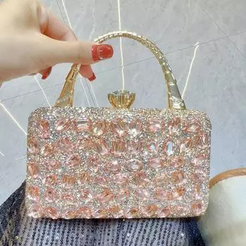 Сумка через плечо, маленькая сумка на одно плечо, украшенная бриллиантами и блестящая сумка для ужина шампанского