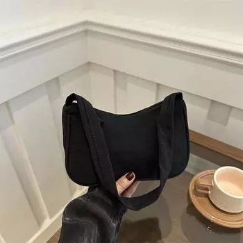 Сумка через плечо Маленькая сумка Сумка через подмышку Корейская версия Повседневный однотонный Модная мода Новая женская нишевая сумка Женская чёрный
