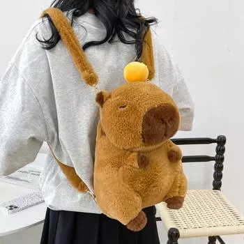 Сумка через плечо, Милая мультяшная плюшевая кукольная сумка, Забавная сумка с изображением животных и фруктов One Size коричневый
