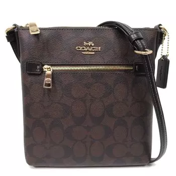 Сумка через плечо Mini Rowan File Bag Signature Canvas PVC Crossbody CF340 IMAA8 x Outlet [Coach] (Темно коричневый) Женский [Товар] коричневый