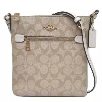 Сумка через плечо Mini Rowan File Bag Signature Canvas PVC Crossbody CF340 IMDQC Khaki x Outlet [Coach] (Светло-белый) Женский [Товар]