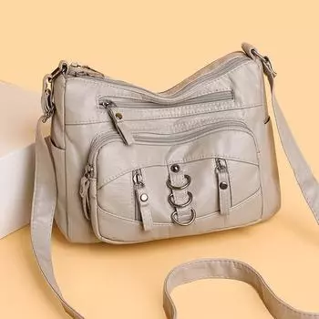 Сумка через плечо Многослойная Большая Вместимость Популярная Простая Повседневная Сумка Через плечо Для Езды На Пригородах чёрный