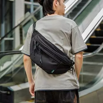 Сумка через плечо, модная и повседневная ткань Оксфорд, мужская велосипедная сумка на одно плечо, спортивная нагрудная сумка для студентов на открытом воздухе для мужчин чёрный