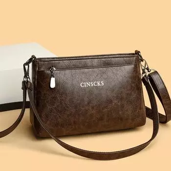 Сумка через плечо, модная сумка для мам, многоцелевой рюкзак из мягкой кожи большой емкости чёрный