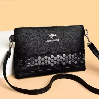 Сумка через плечо, модная женская сумка среднего возраста, темперамент, мягкая кожа, многослойная сумка через плечо большой емкости красный