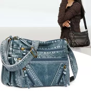 Сумка через плечо Модная женская сумка Темперамент Полностью мягкая кожаная многослойная сумка через плечо большой емкости коричневый