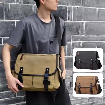 Сумка через плечо мужская холщовая сумка для путешествий на работу большая вместительная сумка через плечо кофейный