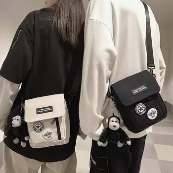 Сумка через плечо, мужская летняя модная персонализированная сумка через плечо, мужская маленькая сумка для тела +2 badges белый