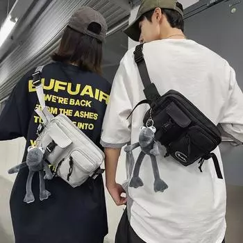 Сумка через плечо Мужская нагрудная сумка Женская поясная сумка чёрный