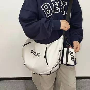 Сумка через плечо мужская сумка через плечо студенческая сумка для занятий женская сумка большой вместимости для поездок на работу с кошельком для монет чёрный