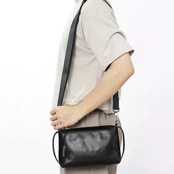 Сумка через плечо мужская сумка через плечо из коровьей кожи с верхним слоем из натуральной кожи, модная удобная сумка для хранения, сумка-мессенджер чёрный