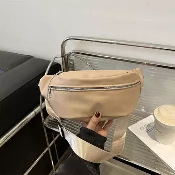 Сумка через плечо на груди, повседневная женская сумка из холста, модная, спортивная, нишевая, простая, супер универсальная, поясная сумка белый