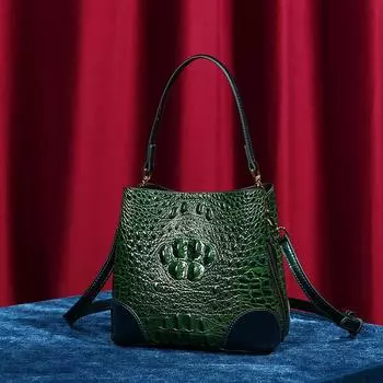 Сумка через плечо на одно плечо, сумка из крокодиловой кожи, женская новая осенне-зимняя модная ретро кожаная сумка 2023 года, женская портативная сумка-мешок M чёрный