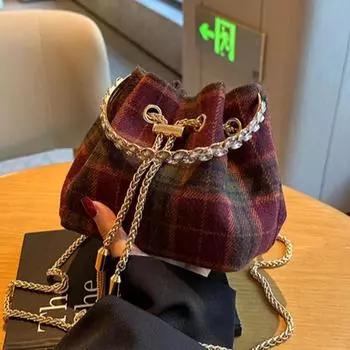 Сумка через плечо на одну цепочку для женщин из шнура в стиле ретро из шерсти, новая