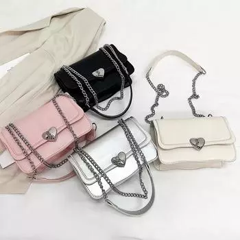 Сумка через плечо Niche Design, однотонная, с цепочкой, 2024, зимняя, маленькая сумка, женская, повседневная, модная, подмышечная, маленькая квадратная сумка