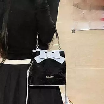 Сумка через плечо Niche Design, сумка через плечо, модная сумка-ведро с бантом в стиле ретро чёрный