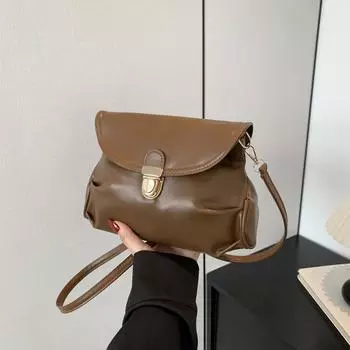 Сумка через плечо Niche Design, женская, 2024 года, новая, текстурированная, сумка-мессенджер, французская, ретро, мягкая кожаная сумка чёрный