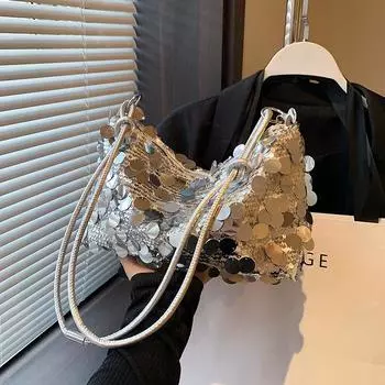 Сумка через плечо Niche Design, женская летняя модная сумка через плечо с блестками, иностранная модная сумка золотой