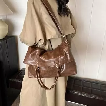 Сумка через плечо Niche Design, женская сумка 2024 года, новая повседневная трендовая сумка-тоут, большая вместимость, сумка-мессенджер через плечо 41*11*43 чёрный