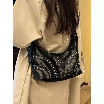 Сумка через плечо Niche Rivet Design для женщин, высококачественные текстурированные сумки для поездок на работу, модные сумки через плечо для классных девушек