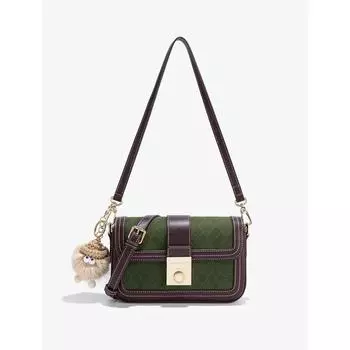 Сумка через плечо, новая маленькая квадратная сумка с ромбовидной решеткой, ретро-сумка, женская сумка, легкая, роскошная, длина 21,5 см, высота 13 см, ширина 6 см зелёный