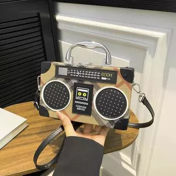 Сумка через плечо Новая стильная маленькая квадратная сумка через плечо Индивидуальная маленькая сумка через плечо Сумка на одно плечо для магнитофона (20cm<Max Length<30cm)