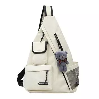 Сумка через плечо, один стиль для мужчин и женщин, модная сумка большой вместимости, вместительная студенческая сумка через плечо в стиле Харадзюку. белый