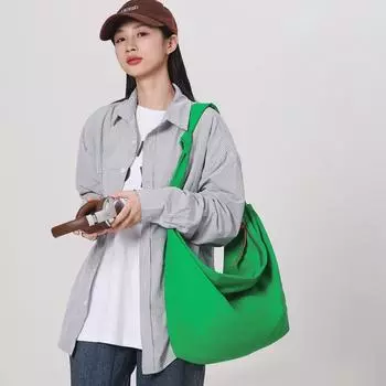 Сумка через плечо, однотонная нейлоновая женская сумка через плечо, большая сумка зелёный