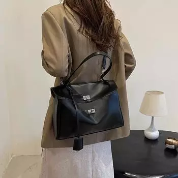 сумка через плечо однотонная ПУ текстура сумка-мессенджер большая вместимость простая дорожная фактура повседневная сумка-тоут