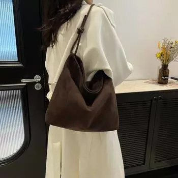 Сумка через плечо повседневная сумка для поездок на работу большая вместительная женская новая осенне-зимняя замшевая сумка-тоут темперамент подмышечная женская сумка зелёный