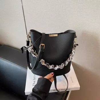 Сумка через плечо повседневная сумка женская летняя новая портативная сумка-ведро повседневная модная универсальная сумка-мессенджер чёрный